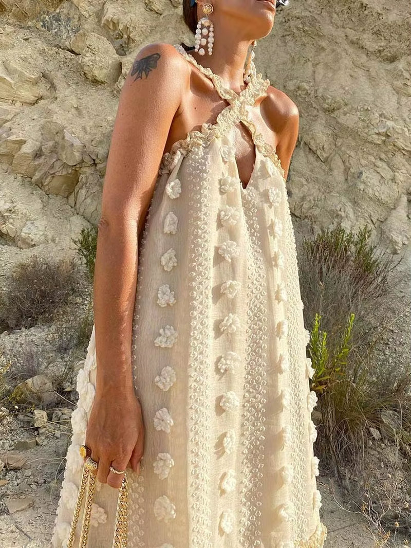 Sleeveless Halter Maxi Summer Dress