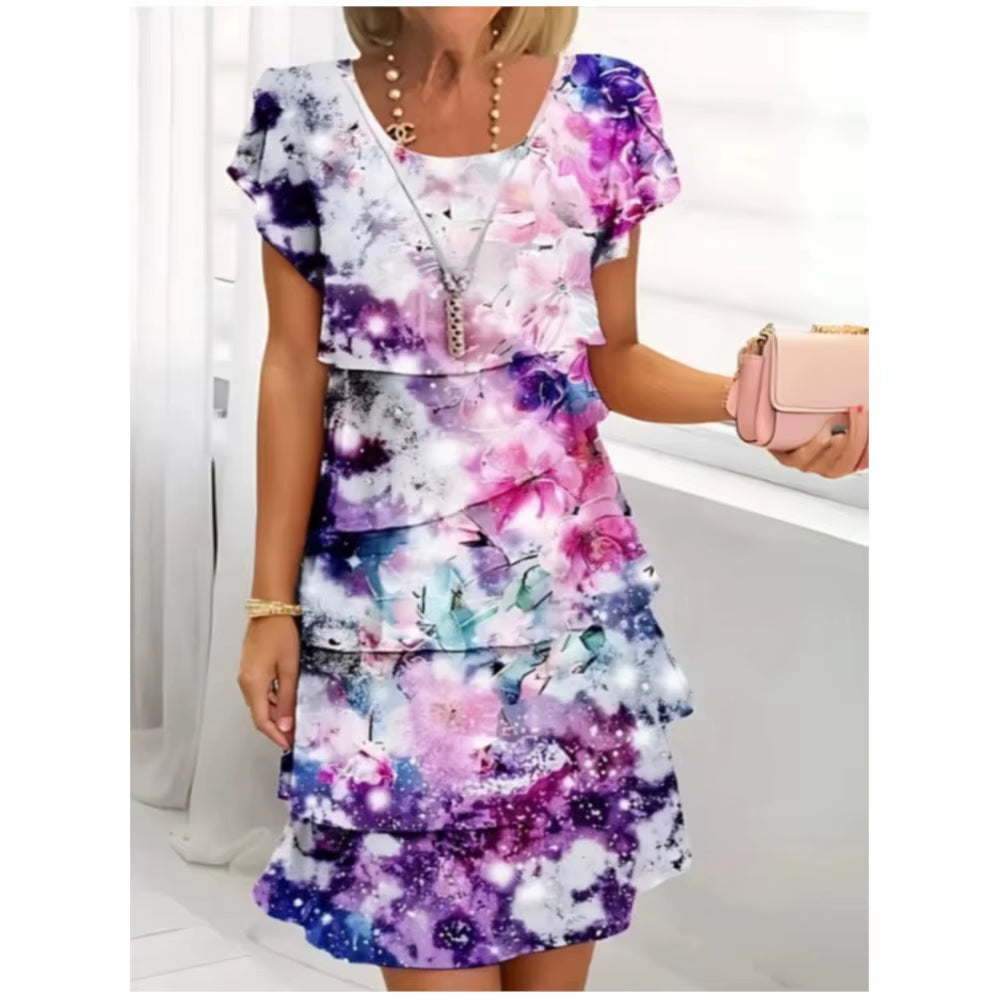 Geometric Floral Summer Midi Dress